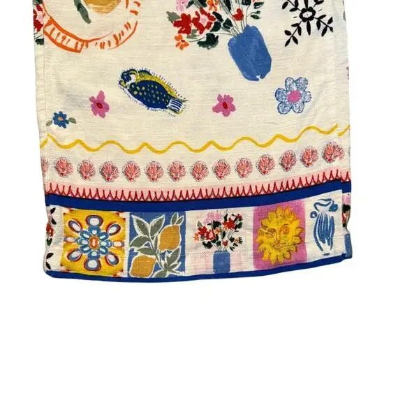 Label of Love Anthropologie Boho Tropical Wide Leg Pants Size M Rayon Linen - Picture 3 of 8